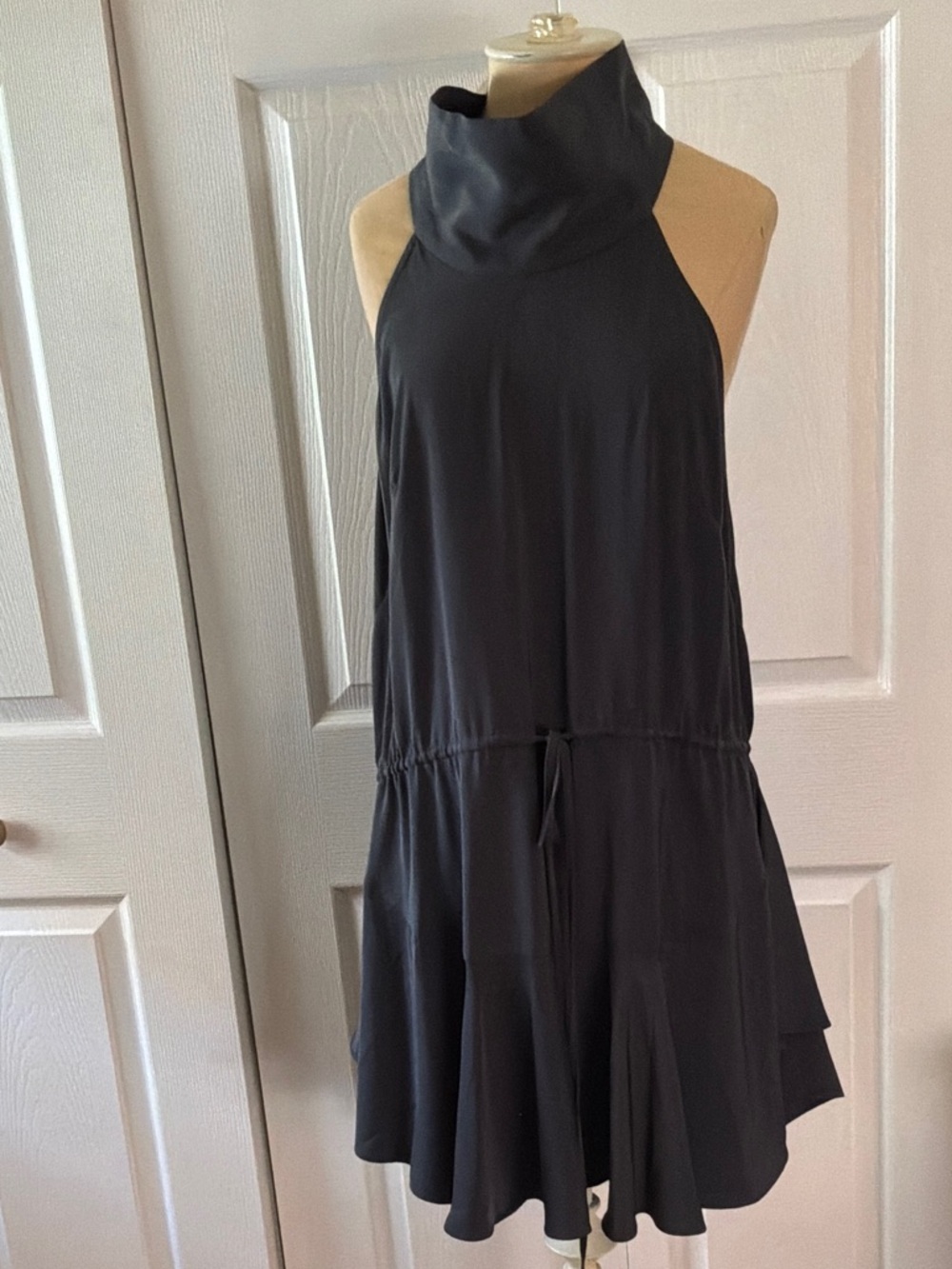 Shona Joy Navy High-Neck Drawstring  Mini Dress Sz.10